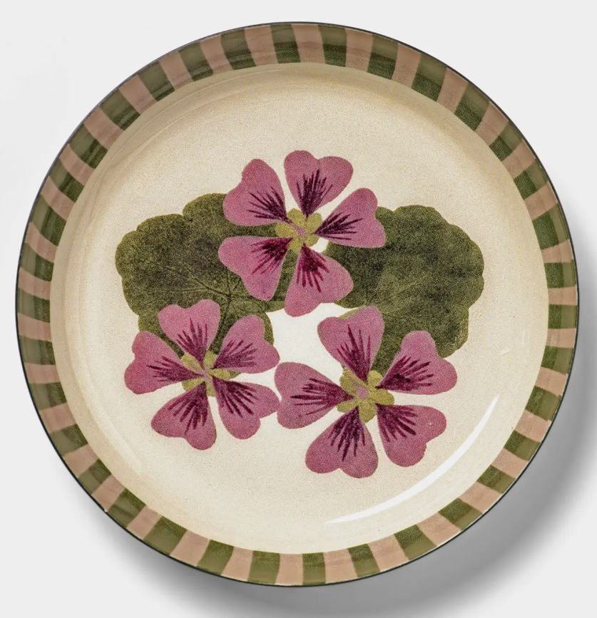 Geranium 4-inch Round Enamel Printed Tray
