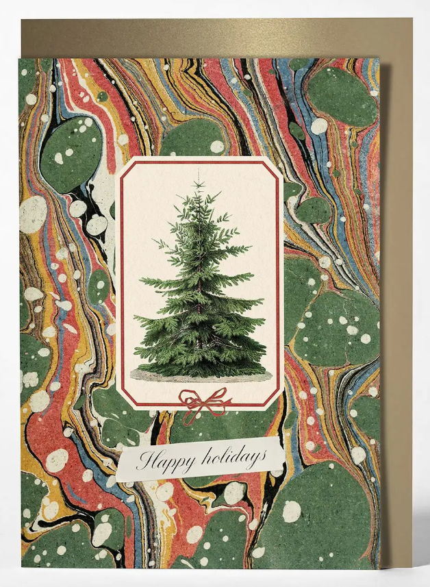 Fir Tree Happy Holidays Greetings Card
