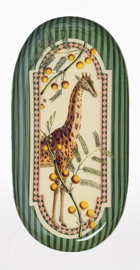 Giraffe Enamel Printed Oval Tray
