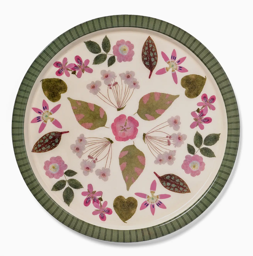 Living Herbarium 12-inch Large Round Enamel Printed Tray