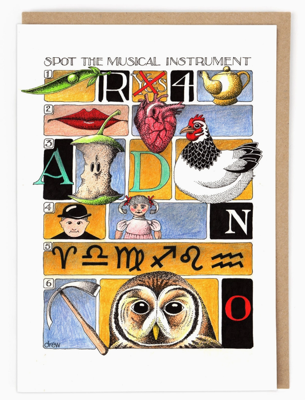 Spot the Musical Instrument Card by Simon Drew