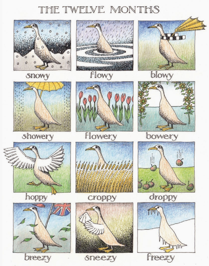 The Twelve Months Card by Simon Drew