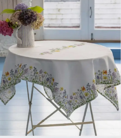 'Spring Floral Border' Tablecloth (36x36 in)