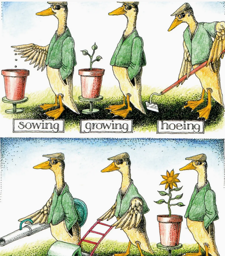 The Joy of Gardening Birthday Card by Simon Drew
