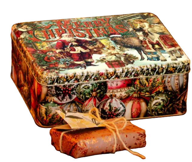 Vintage Christmas Deep Rectangular Tin