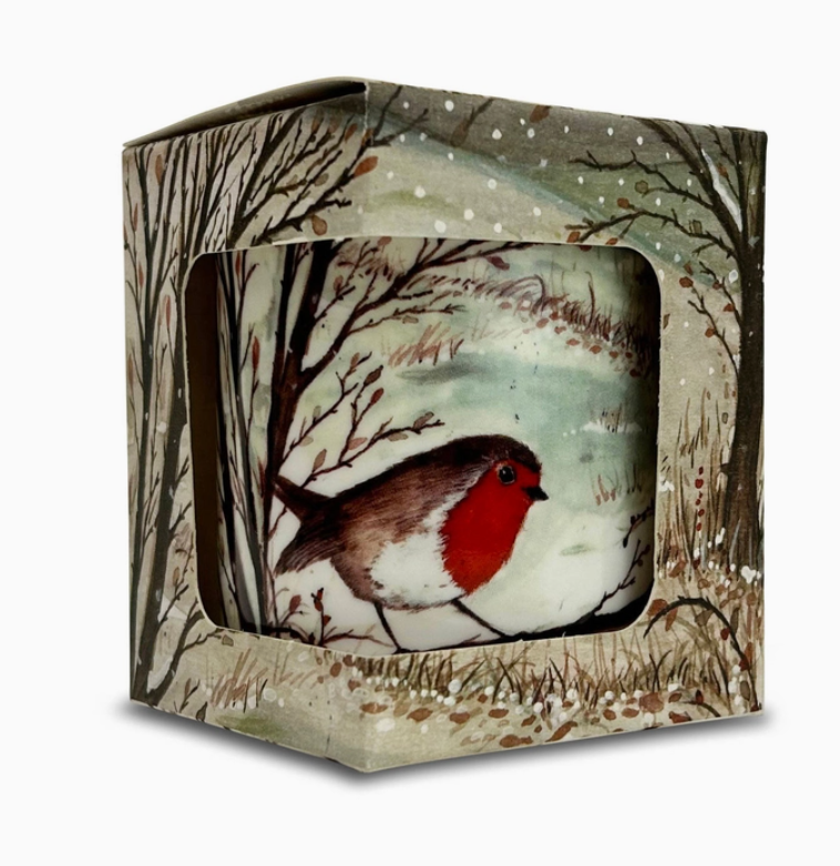 Plum Pudding Bone China Pot Candle - Robin