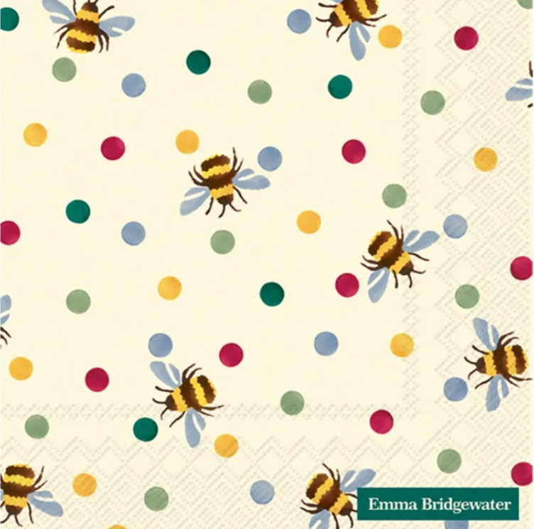 Bumble Bee and Polka Dots Cream Paper Napkin