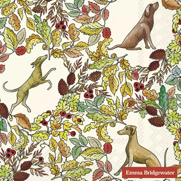 Dogs In the Woods Cream Napkins