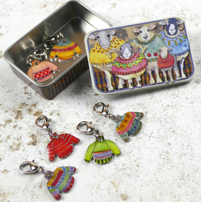 Sheep in Sweaters Pocket Tin with 6 Crochet Markers