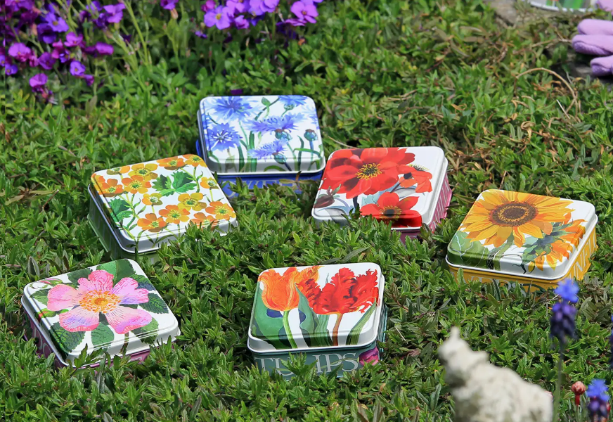 Small Square Flower Tins