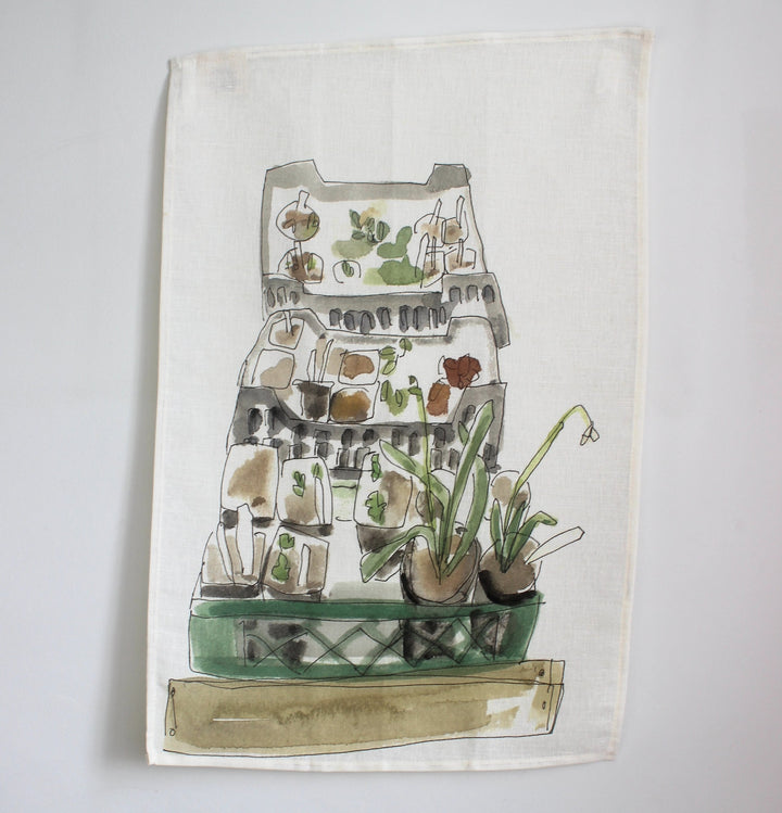Seedling Boxes Linen/Cotton Tea Towel