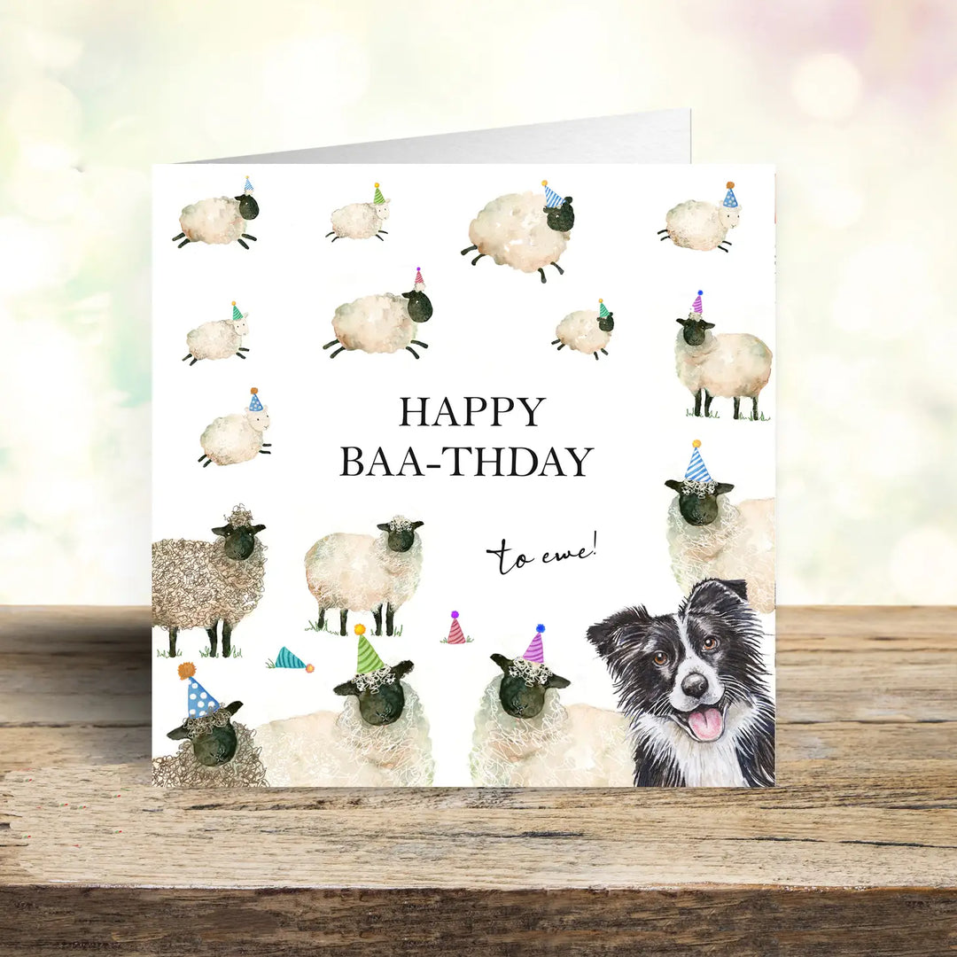 'Happy Baa-thday' Sheep and Sheep Dog Card