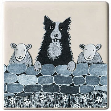 Sheep Dog Coaster by Moorland Pottery