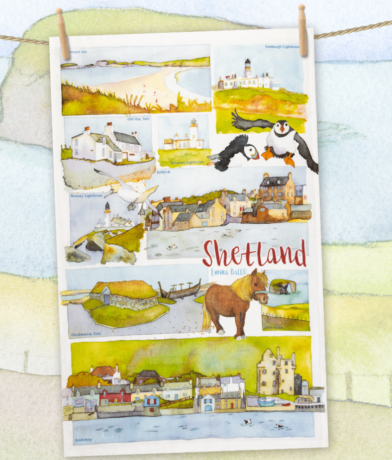 Shetland Tea Towel by Emma Ball