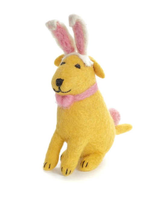 Bunny Earred Sitting Yellow Labrador Felt Decoration