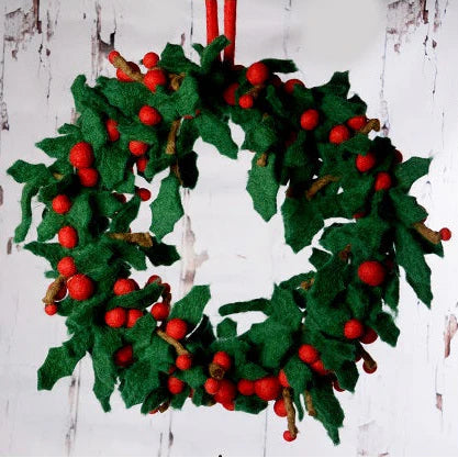 Holly Felted Wreath