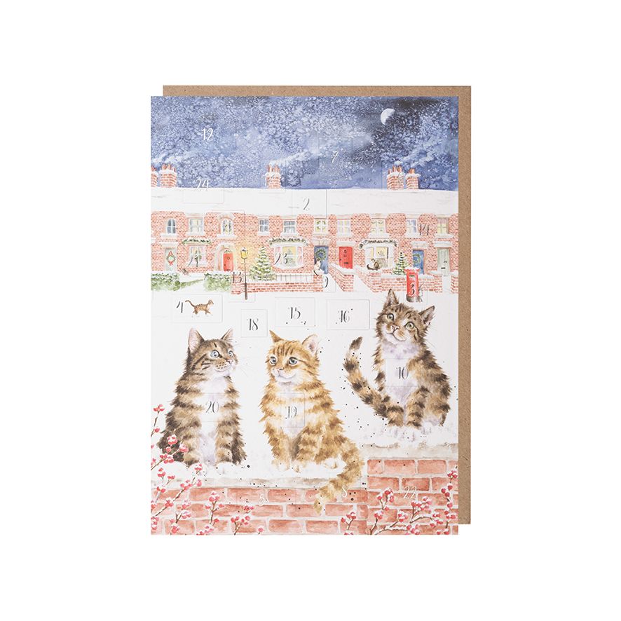'In the Lane, Snow is Glistening' Cat Advent Calendar Card