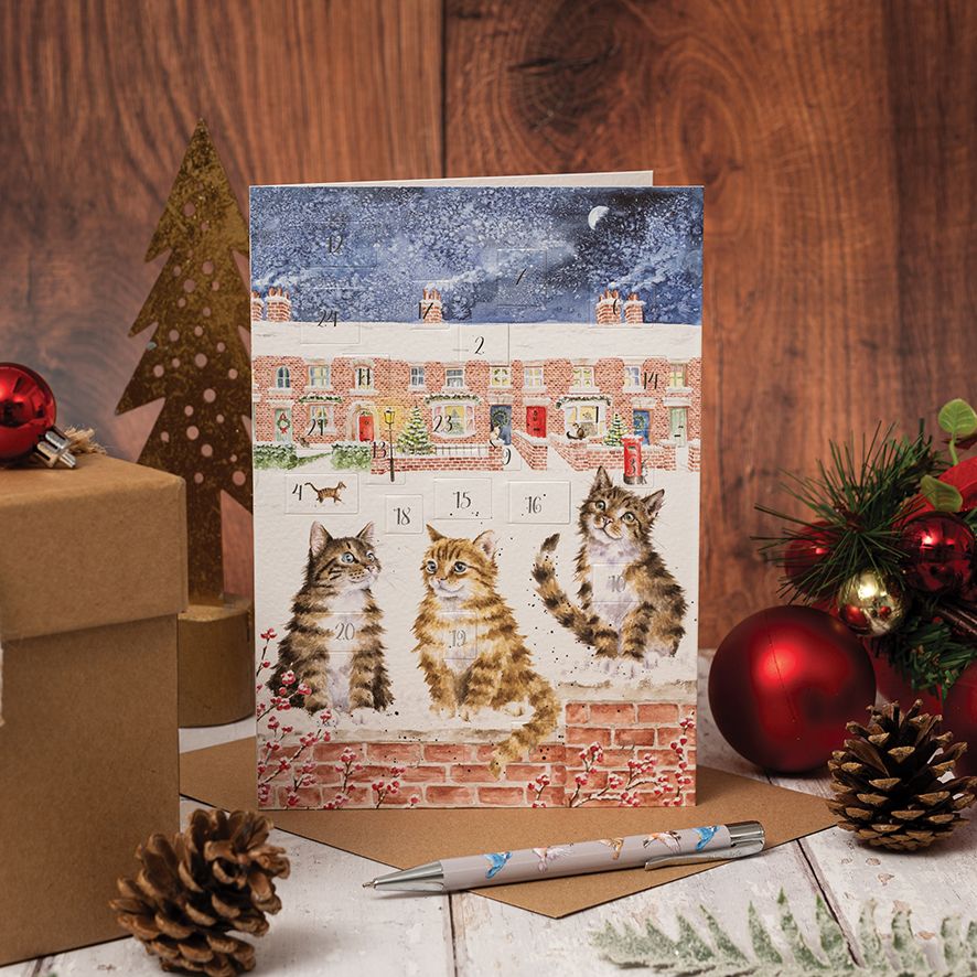 'In the Lane, Snow is Glistening' Cat Advent Calendar Card