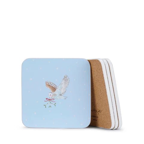 Snowy Owls Coasters- Set of 4