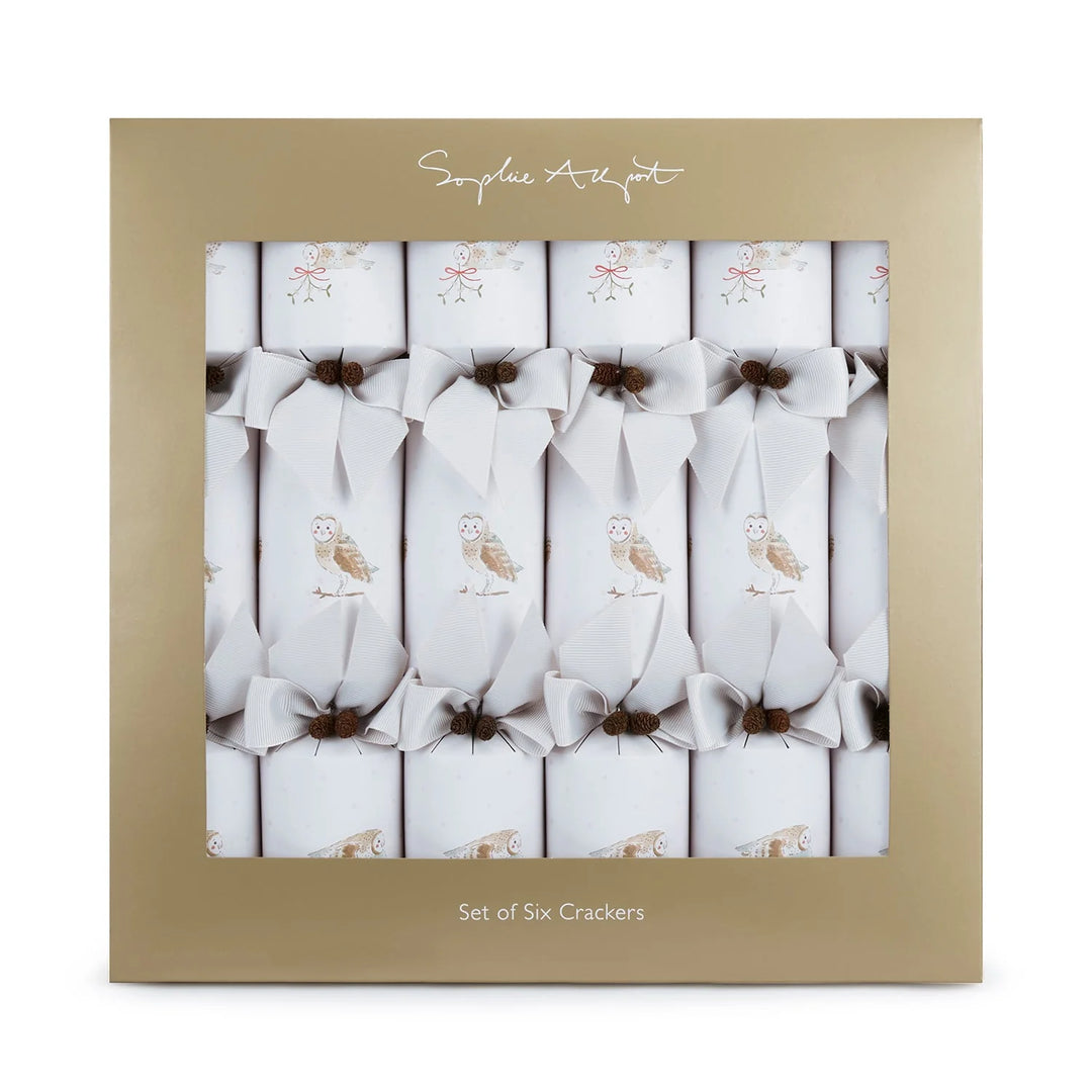Snowy Owls Christmas Crackers - Set of 6