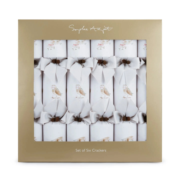 Snowy Owls Christmas Crackers - Set of 6