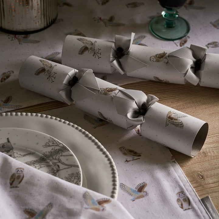 Snowy Owls Christmas Crackers - Set of 6