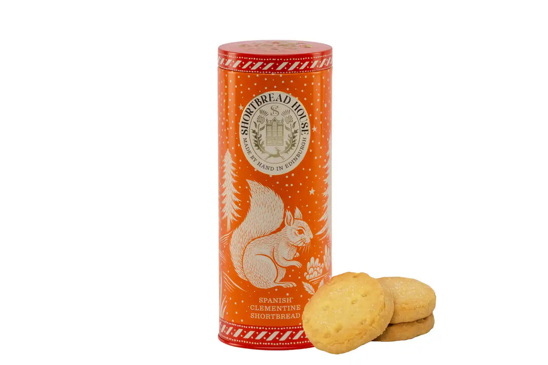 Spanish Clementine Shortbread Rounds in a Winter Tin - 200g