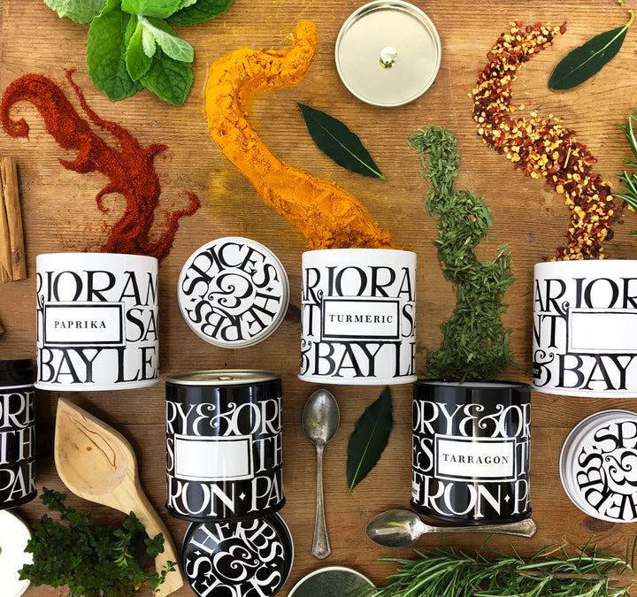 Black Toast Set of 6 Herb/Spice Tins
