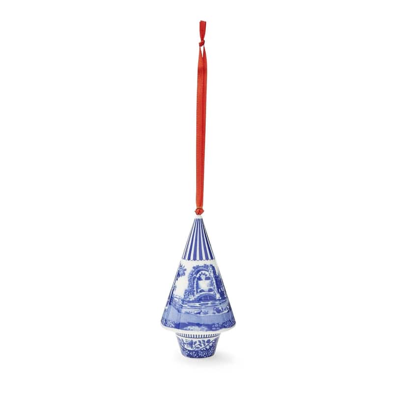 Spode Blue Italian Cone Shaped Christmas Tree Ornament