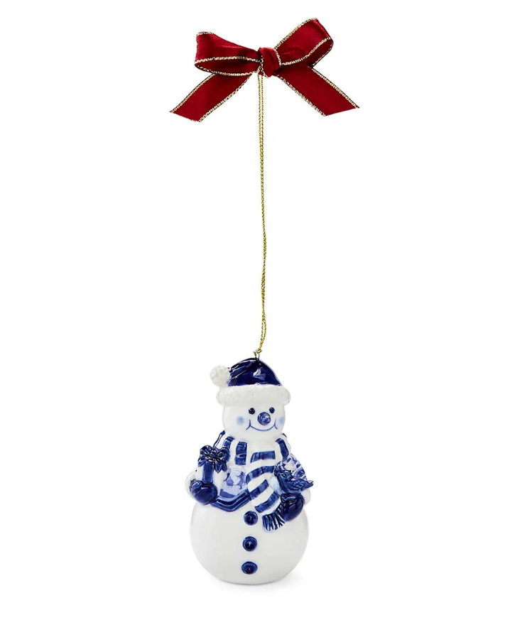 Spode Blue Italian Snowman Ornament