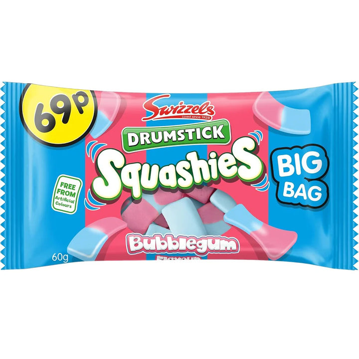 Swizzels Drumstick Bubblegum Flavor Squashies 60g Snack Size