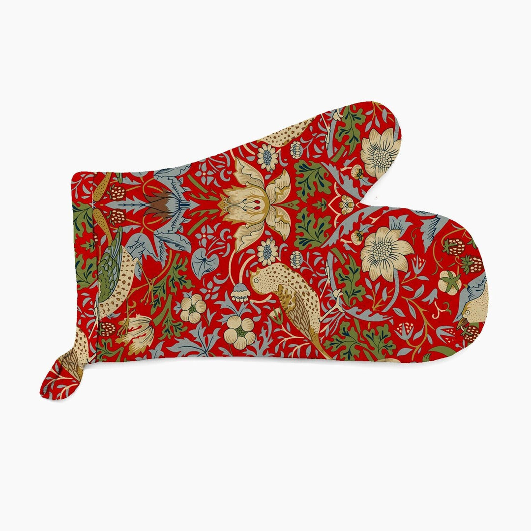 Strawberry Thief Red Oven Mitt