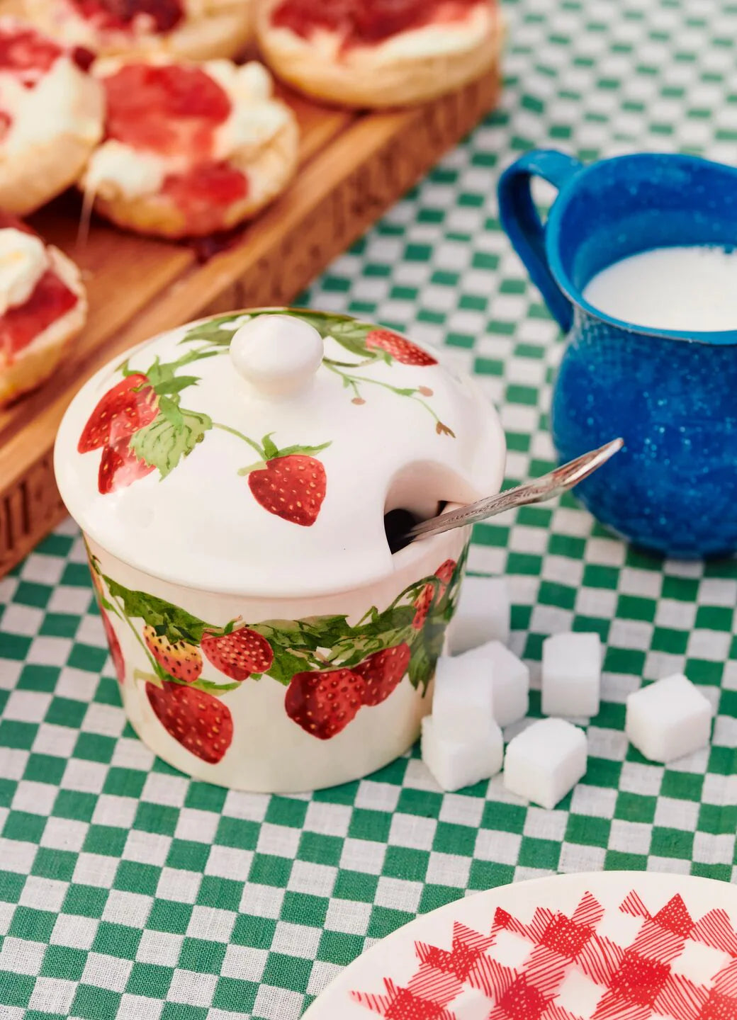 Strawberries Sugar Pot with Lid