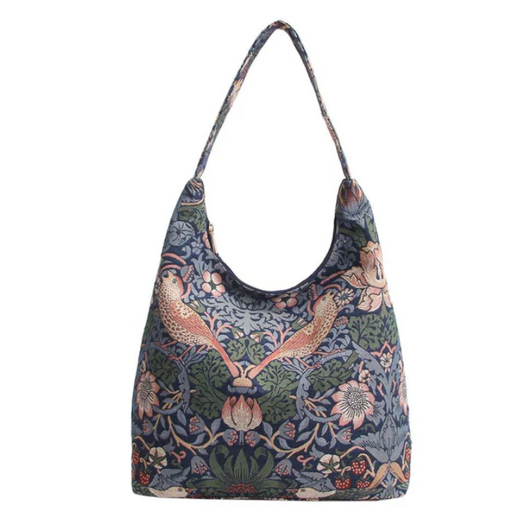 William Morris Strawberry Thief Hobo Bag - Blue