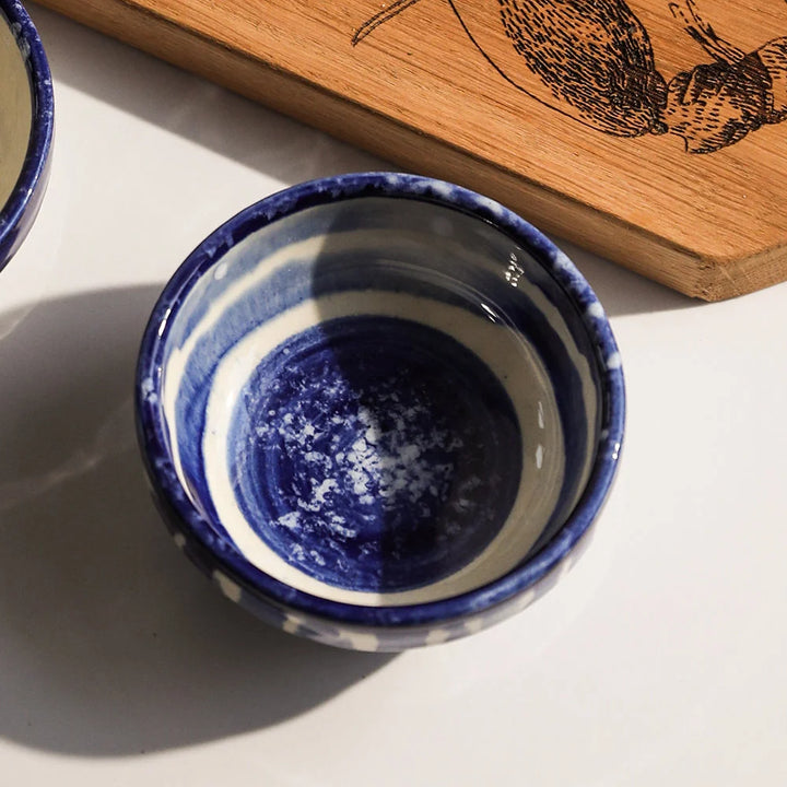 Blue Stripe Ceramic Dip Bowl