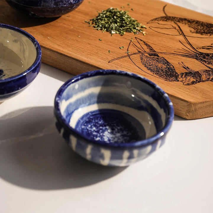 Blue Stripe Ceramic Dip Bowl