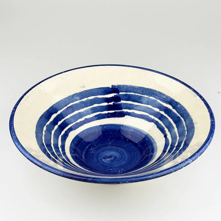 Blue Stripe Large Ceramic Serving Bowl