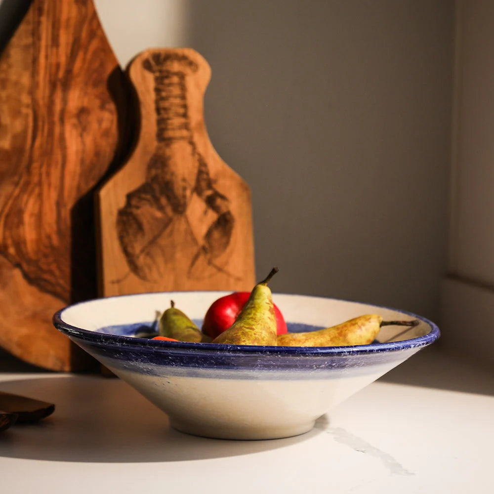 Blue Stripe Large Ceramic Serving Bowl