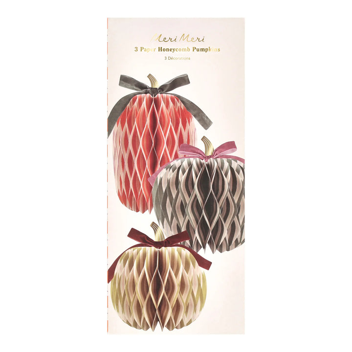 Fall Stripe Paper Honeycomb Pumpkin Decorations