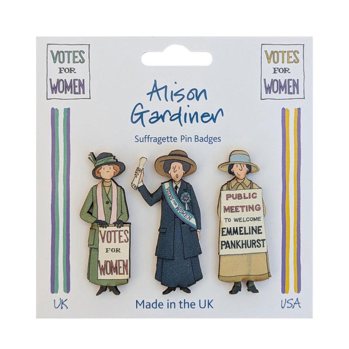 UK Suffragettes Pin Badges - Set of 3