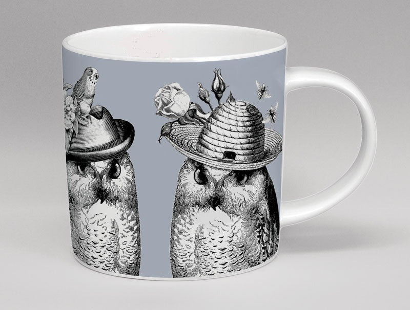 Sunday Best Owls Bone China Mug - Grey