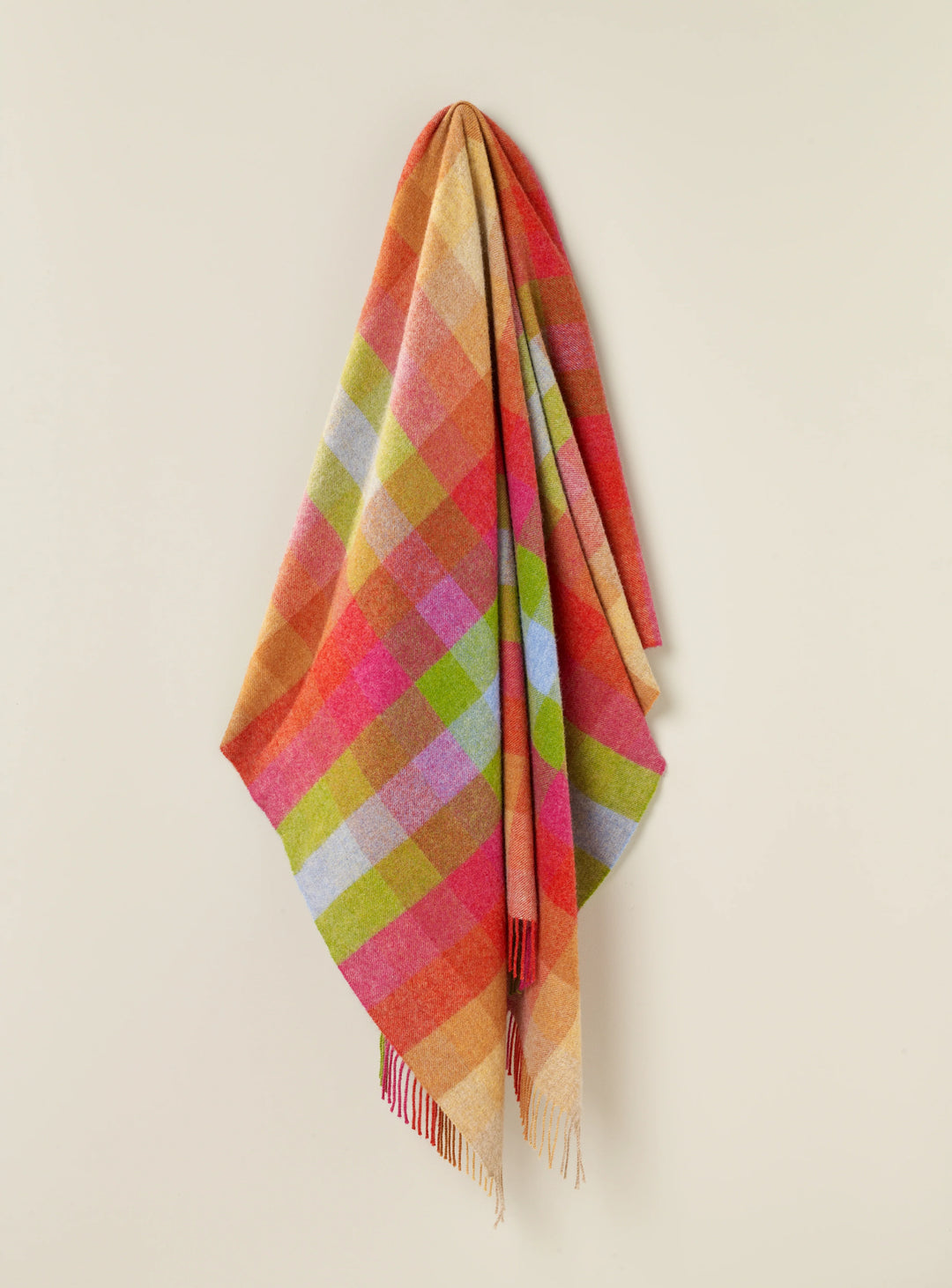 100% Shetland Wool Throw Blanket - Harlequin Sunshine