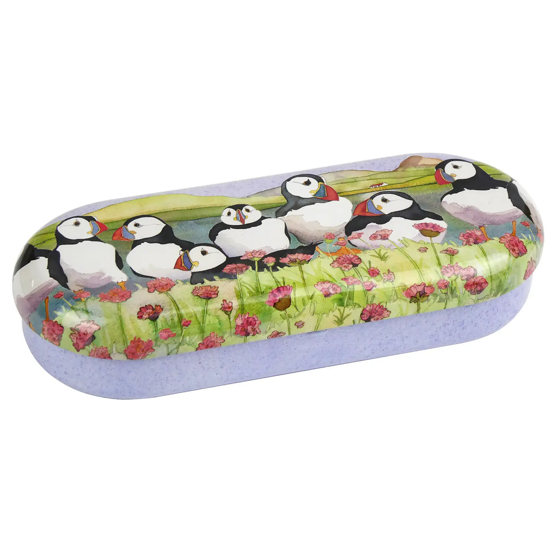 Sea Thrift Puffins Tin Glasses Case