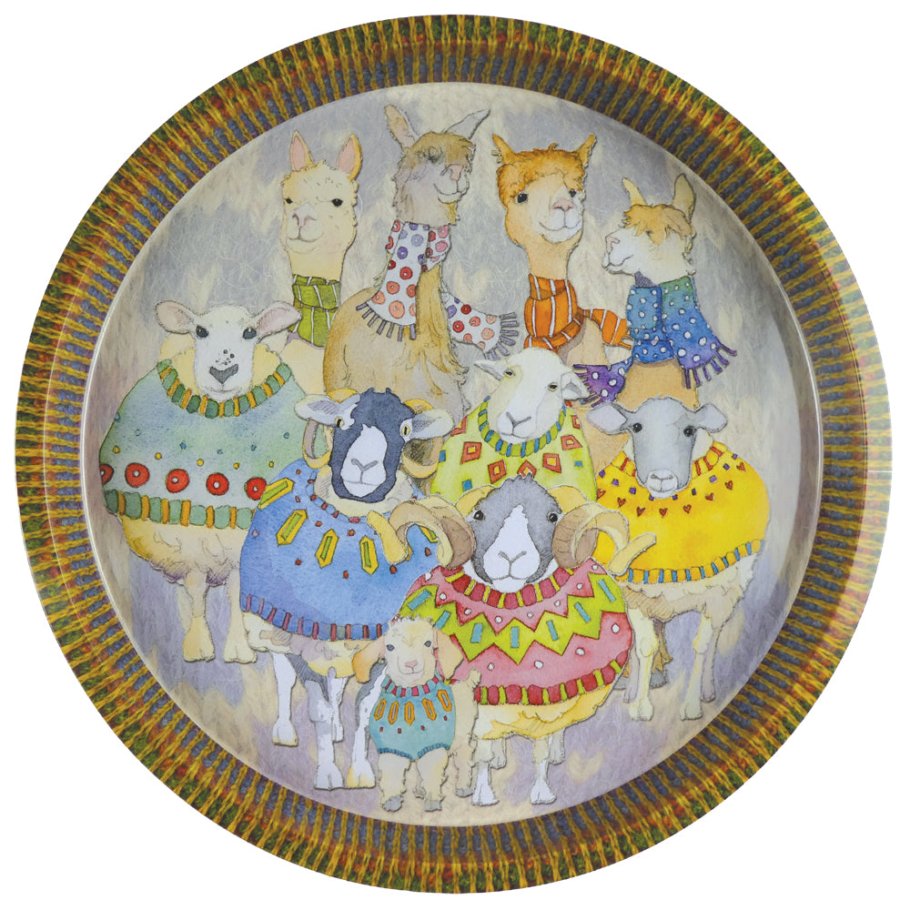 Sheep in Sweaters Round Tin Tray