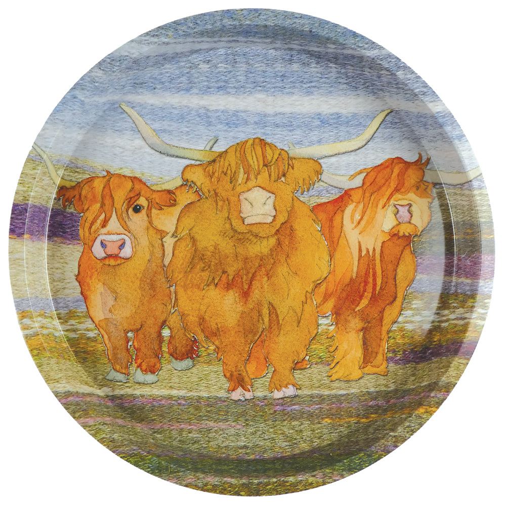 Highland Coos Round Tin Tray