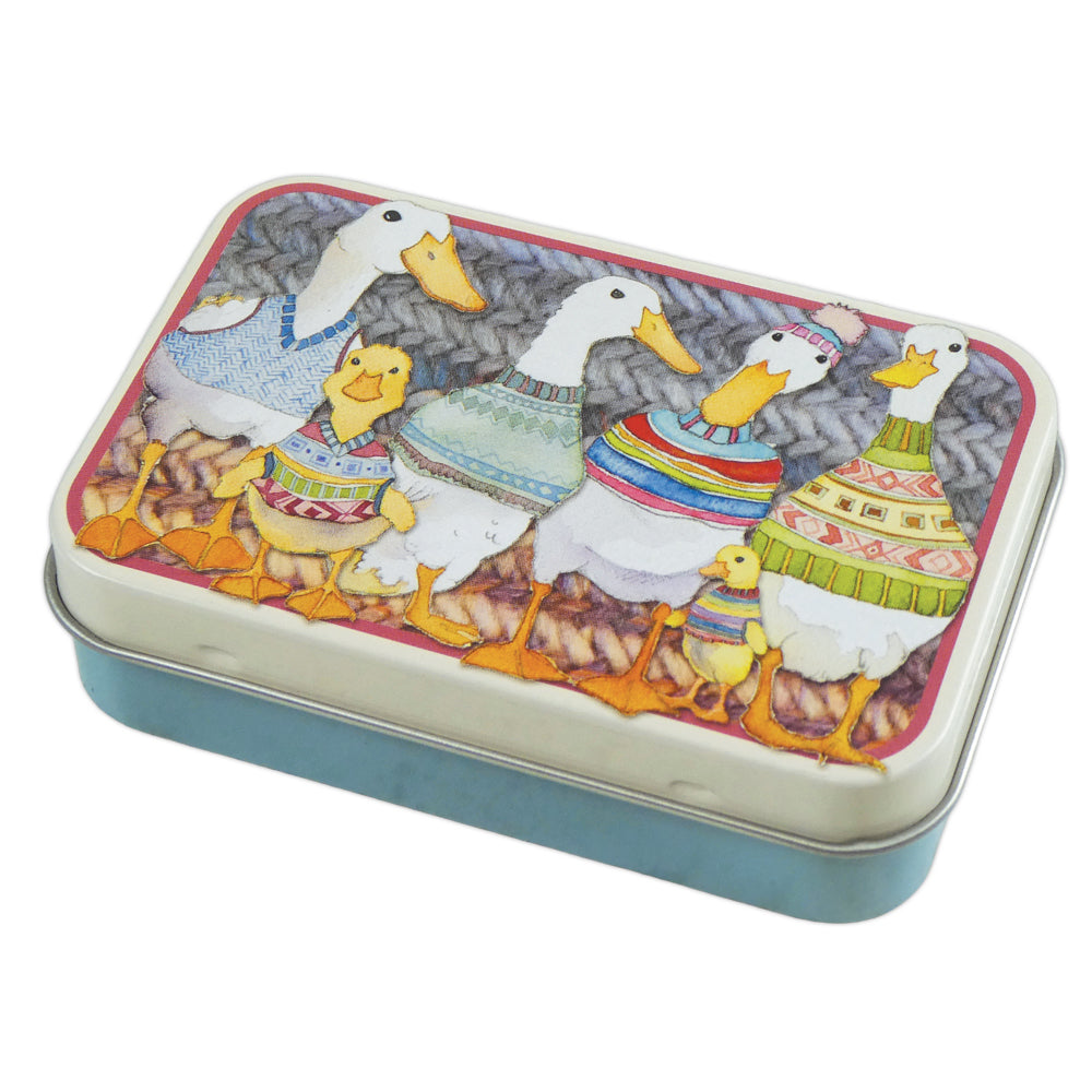 Dapper Ducks Hinged Small Rectangular Tin
