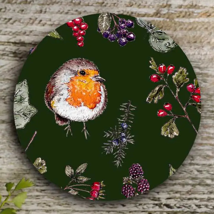 Green Hedgerow Round Coaster