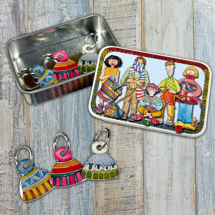 Hats Set of 6 Crochet Markers in a Pocket Tin