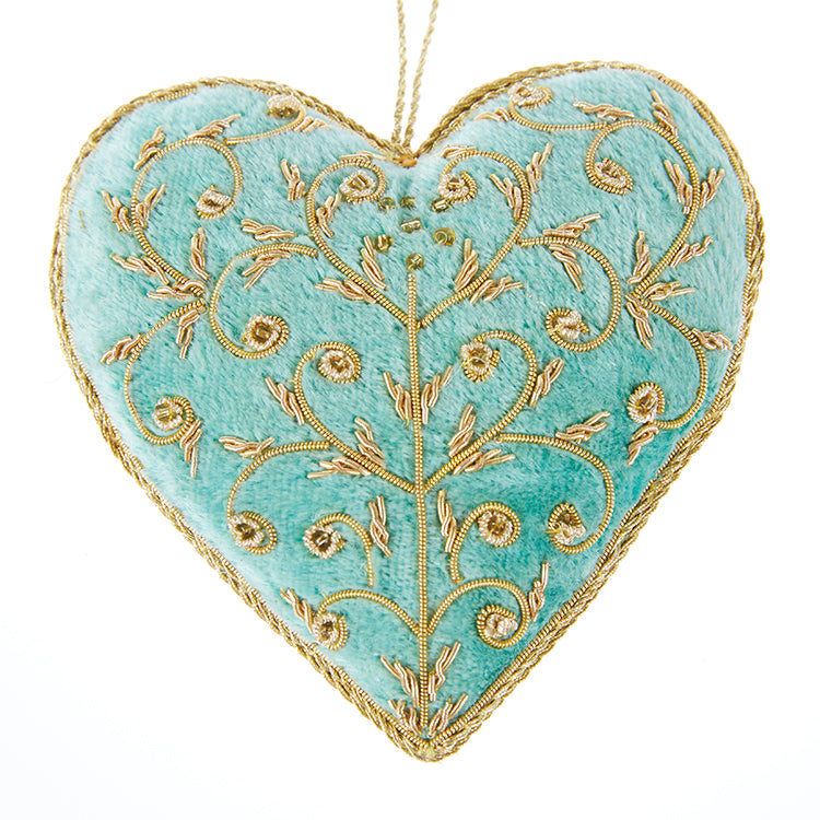 Eau de Nil Silver Swirls Heart Decoration by Tinker Tailor London