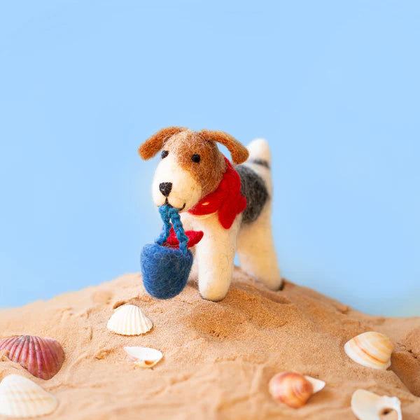 Sandcastle Builder Fox Terrier Felt Decoration